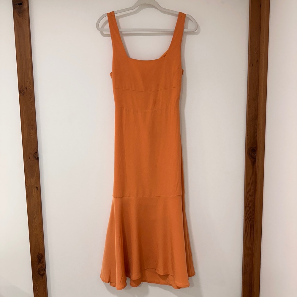 Nordstrom Women Medium Peach Tie Back Cutout Midi Dress | Summer Chic